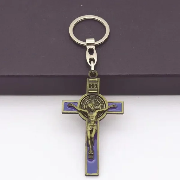 Catholic Christian Jesus Key Ring Car Keychains Women Men Gift Charms Handbag Pendant Cross KeyChains