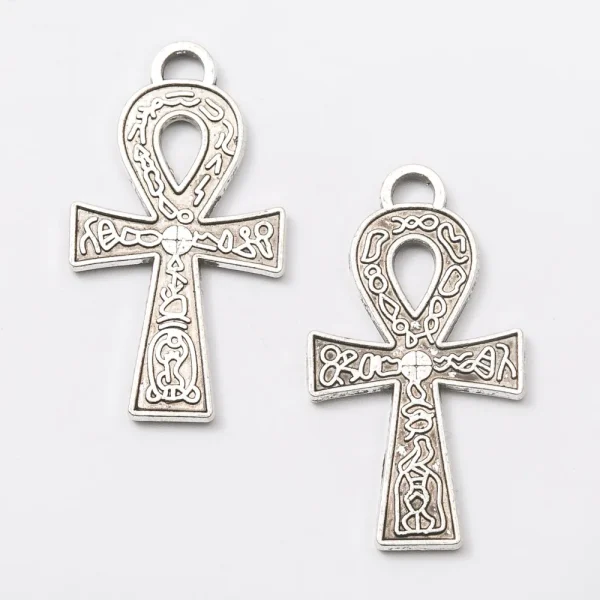 Vintage Christian Children’s Cross Pendant Green Ancient Bronze Zinc Alloy Religious Style DIY Jewelry Accessories