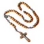 Catholic Rosary Beads Vintage Rosary Cross Wood 3Colors 10mm Religious Handmade Pendant Jesus Gifts Wholesale - Image 5