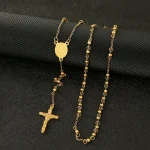 Hot Selling 4mm Stainless Steel Necklace Bead Tri-color Cross Madonna Necklace Ladies Fashion Popular Accessories - Image 4