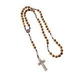 Catholic Rosary Necklace 10mm Beads Prayer Cross Jerusalem Handwoven Cross-Border Wooden Jewelry - Image 5