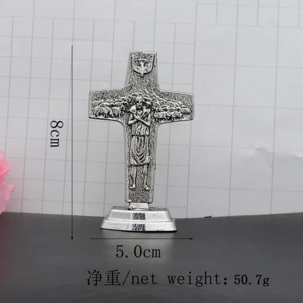 Mecrt Cross of Jesus Catholicism Christianity Vintage Gold/Silver Metal Cross Table Ornaments for Souvenirs Birthday Cra