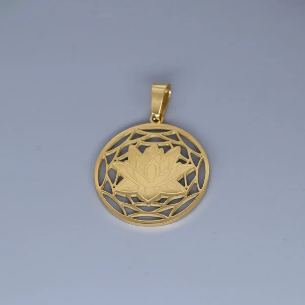Hindu Buddhism Lotus Flower Stainless Steel Religious Unisex Pendant DIY Jewelry Accessories Wholesale Customizable Patt