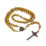 Catholic Rosary Crucifix Prayer Beads Christ Wooden Beads Cross Necklace Jesus Saint Jewelry for Christianity Church Easter Gift - Image 6
