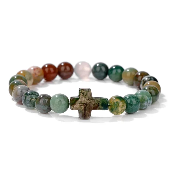 Winter Retro Cross Beads Bracelet Gem Versatile Multi-Color Pearl Beads Religious Style Trendy Gift for Bracelet