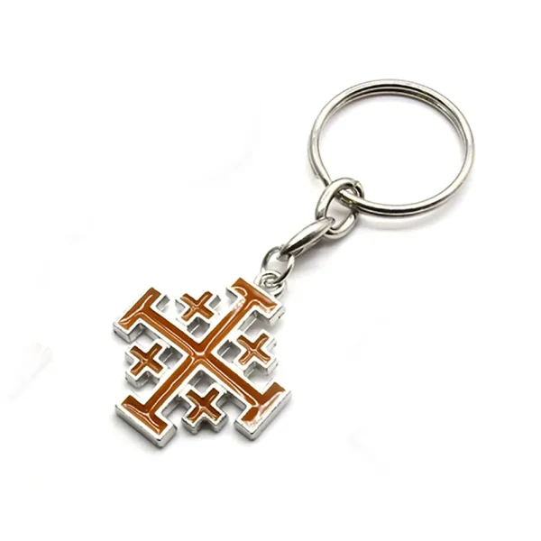 Mecrt Jerusalem Cross Keychain Pendant Religious Metal Accessory