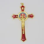 Mecrt Catholic Crucifix 11.5*7cm Metal Enamel Cross Jesus Christ Bitterness Religion Prayer Decoration Big Colorful Pendant Gift - Image 2