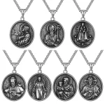 Mecrt St. Francis of Assisi Gothic Necklace for Men Our Lady Jesus Pendant with Bead Chain Necklaces Wholesale - Image 2