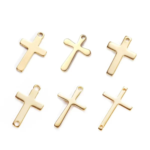 Stainless Steel Mini Size Solid Polished Cross Pendant Religious Cross Charms for Necklace Earring Bracelet Jewelry Maki