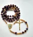 Fashion Silver Plated Alloy Crystal Beads Cross Catholic Jesus Rosary Necklace for Gift