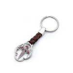 Wholesale Red Cross Pendant Key Ring Leather Metal Religious Keychain for Gift - Image 5