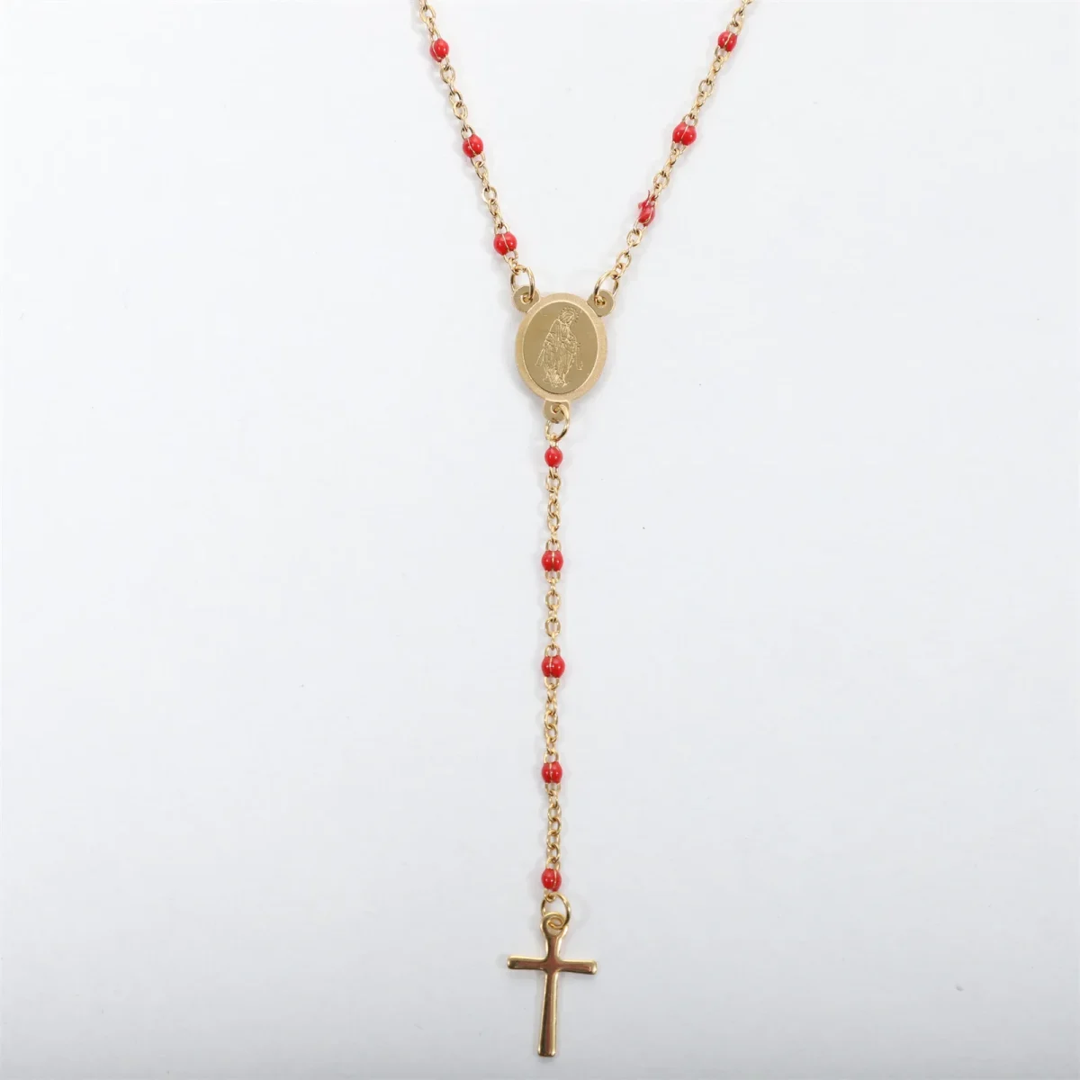 Catholic Rosary 18K Gold Vacuum Plated Stainless Steel Jewelry Christian Religious Totem Cross Necklace Church Gift - Image 6