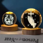 Catholic Cross Crafts Religious K9 Crystal Ball Tabletop Ornament Decoration Bedroom Light Gifts Wedding Gifts Christmas Gifts - Image 2
