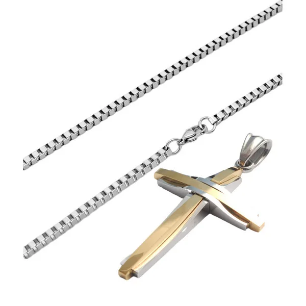 Cross Titanium Steel Multi-Layer Large Necklace for Men Versatile Fashion Chains Hip-hop Style Stainless Steel