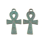 Vintage Christian Children's Cross Pendant Green Ancient Bronze Zinc Alloy Religious Style DIY Jewelry Accessories - Image 4