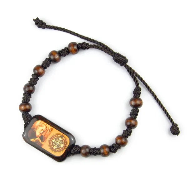 Wood Bead Knitted Rope Bracelet Religious Virgin Mary Holy Father Jesus Ascension Easter Bracelets Catholic Icon Wristba