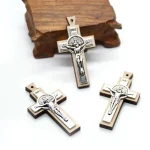 Mercy Religious Pendant, Wooden Alloy, Catholic Jerusalem Jesus Cross, 2.9*5.5cm, Zinc Alloy Crucifix - Image 4