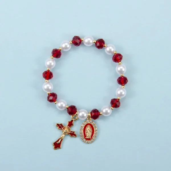 Hot-Selling Saint Benedict Cross Series Pendant Gold-Plated Alloy Beaded Bracelet