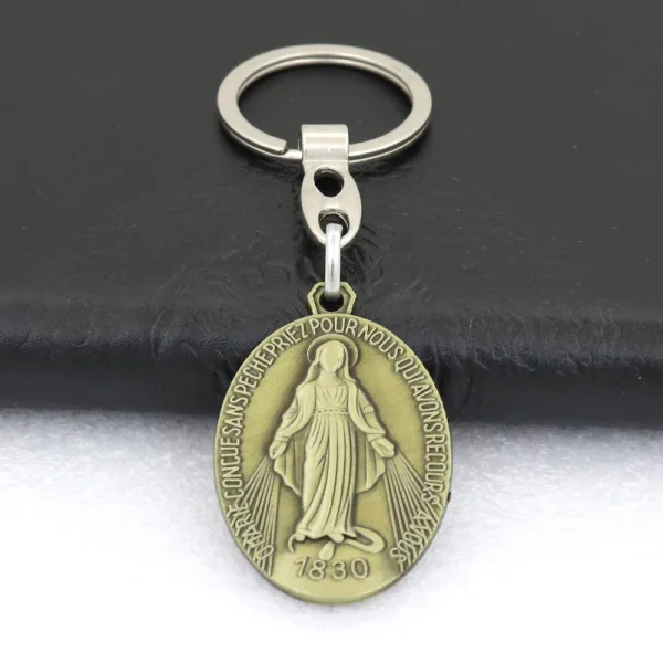 Catholic Religious Blessed Virgin Mary Keychain Metal Jewelry Accessories Our Lady of Aparecida Christian Devotional Key