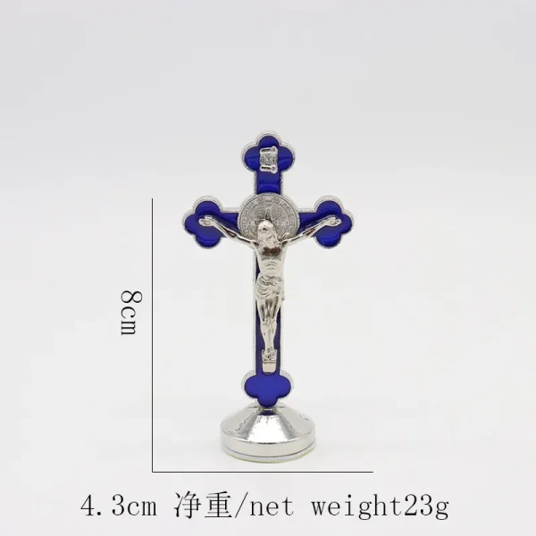 Mecrt Creative Gold-Plated Metal Crucifix Ornaments Catholic Cross Decorative Items for Home Office Christmas Elegant De