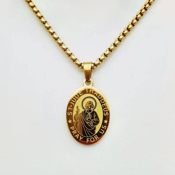 Mecrt Stainless Steel Saint Christopher & Virgin Mary Pendant Necklace Religious Cross Catholic Jewelry Pendant Gift