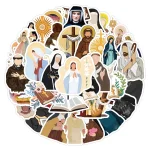 Catholic 50 Pieces Cartoon Monk Personalized Graffiti Stickers Decoration Notebook Phone Case Waterproof Manufacturer - Image 2