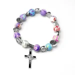 Catholic Communion of Rosary Colored Soft Pottery Cross Beads Baptismal Prayer Beads Jesus Pendant Bracelet Jewelry Church Gifts - Image 5