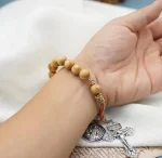 Religious Alloy St. Benedict Wood Pocket Rosary Door hang Bracelet with Jesus Forgiveness and Absolution Pendant - Image 4