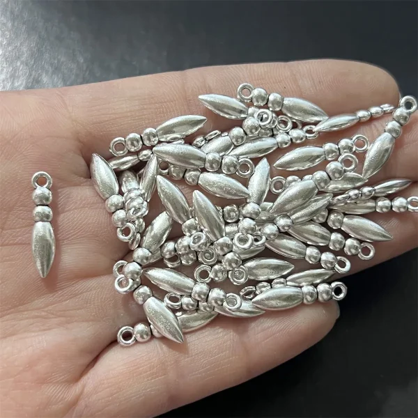 Alloy Electroplated Imitation Gold Silver Plant Pattern Tassel Pendant Earrings Hanging Ornaments Jewelry Bracelet Beads