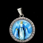 Zinc Alloy Catholic Saint Charm Pendant for Religious Round Jesus Angel Madonna Pendant - Image 3
