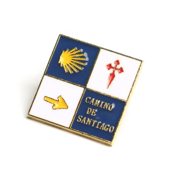 Colorful Santiago De Compostela the Pilgrim’s Way Brooch Metal Church Clothing Accessories with Engraved Jewelry W