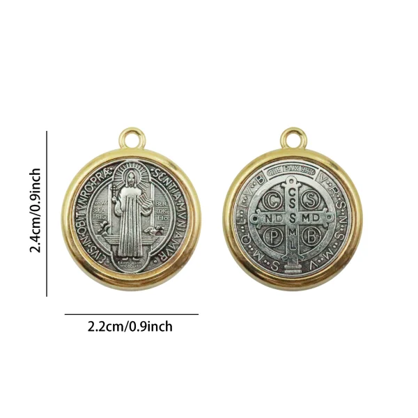 1.6*1.3cm Religious Gold and Silver Alloy St Benedict Medal