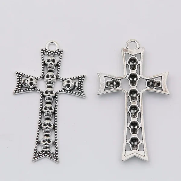 DIY Jewelry Accessories Retro Zinc Alloy Skull Cross Pendant Accessories Hollow Jewelry Accessories Christian Jewelry Wh
