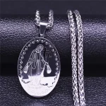 Mecrt HipHop Goddess Madonna Medal Twist Chain Necklace 18K Gold Stainless Steel Oval Virgin Mary Pendant Necklaces for Men Gift