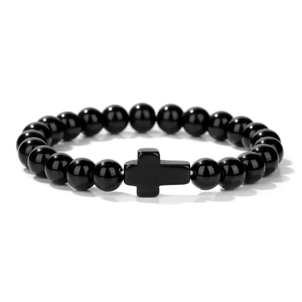 Winter Retro Cross Beads Bracelet Gem Versatile Multi-Color Pearl Beads Religious Style Trendy Gift for Bracelet