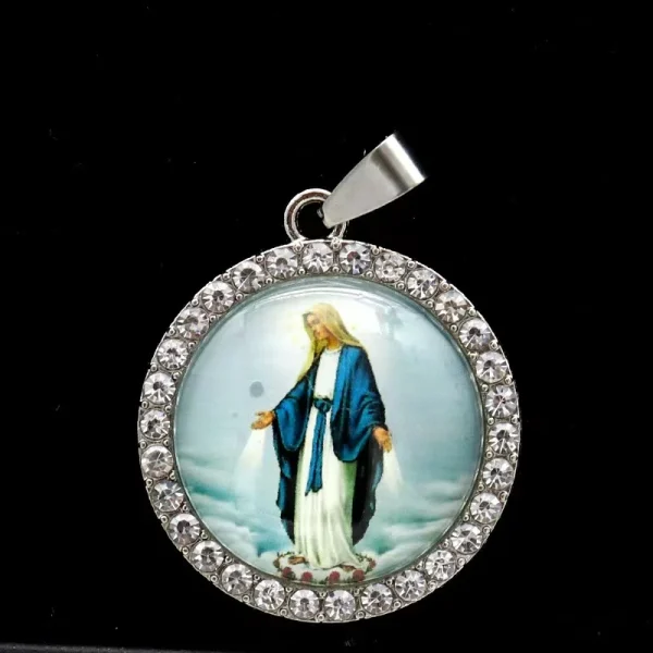 Zinc Alloy Catholic Saint Charm Pendant for Religious Round Jesus Angel Madonna Pendant