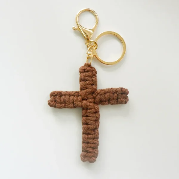 W Cross Pendant Holiday Decoration Hanging Ornament Cotton Rope Woven Handmade Accessory Car Keychain Backpack