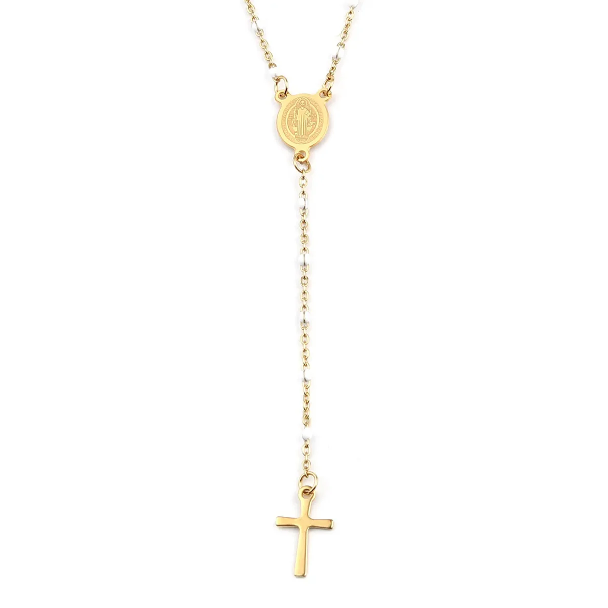 Catholic Rosary 18K Gold Vacuum Plated Stainless Steel Jewelry Christian Religious Totem Cross Necklace Church Gift - Image 5