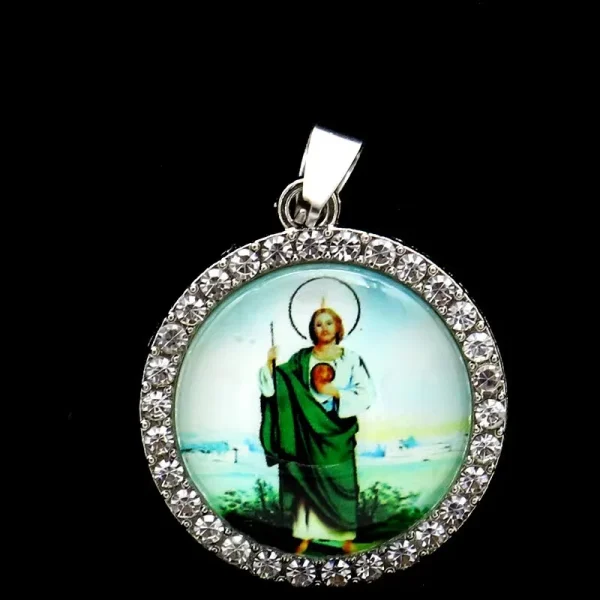 Zinc Alloy Catholic Saint Charm Pendant for Religious Round Jesus Angel Madonna Pendant