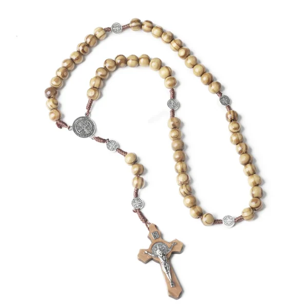 Catholic Rosary Beads Vintage Rosary Cross Wood 3Colors 10mm Religious Handmade Pendant Jesus Gifts Wholesale