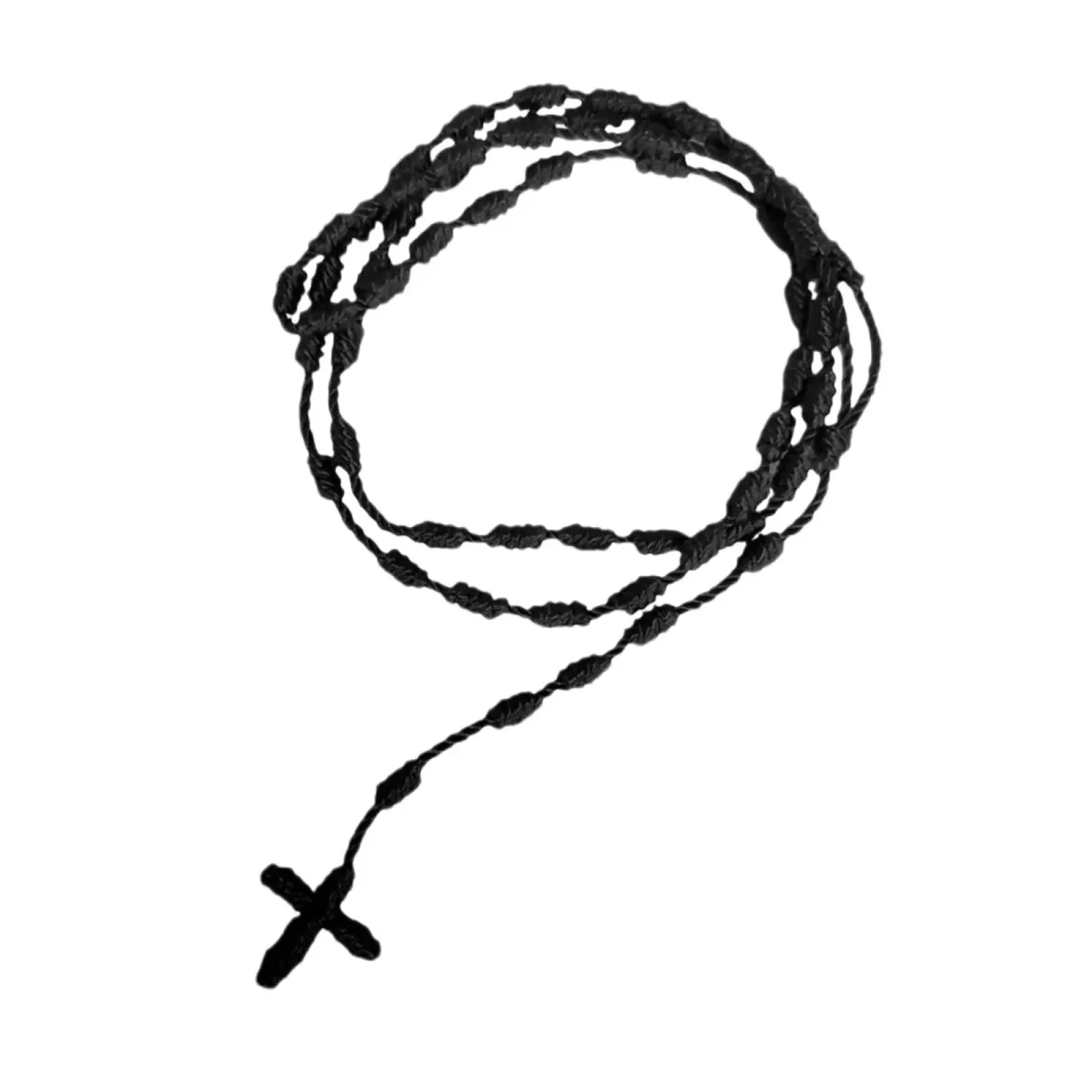 Catholic Knotted Rosary Rope Making Hand-tied String Rosary Cross Necklace Religious Prayer Blessing Knitted Jewelry Wholesale - Image 4
