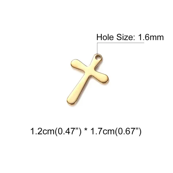 Stainless Steel Mini Size Solid Polished Cross Pendant Religious Cross Charms for Necklace Earring Bracelet Jewelry Maki