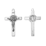 Antique Copper-plated Alloy Catholic Rosary Cross with Jesus & Saint Benedict Images for DIY Jewelry Accessories - Image 2