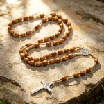 Wholesale Handmade Woven Catholic Rosary Necklaces Made of Natural Pine Wood (10mm*8mm) Separated by Spacer Beads - Image 2