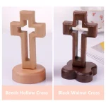 Mecrt Carved Beech Wood Cross Crafts Gifts for Church Table Decor Black Walnut Wooden Cross for Easter Ornaments Home Decoration - Image 5