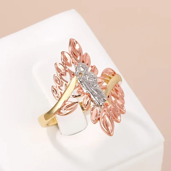 Electroplating 14K Three-color St. Jude Maria Women’s Ring Light Luxury Niche Design Hand Jewelry Religious Style 
