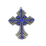 Blue Cross Catholic Church Gift Metal Keychain Diamond-encrusted for Men and Women - Image 2