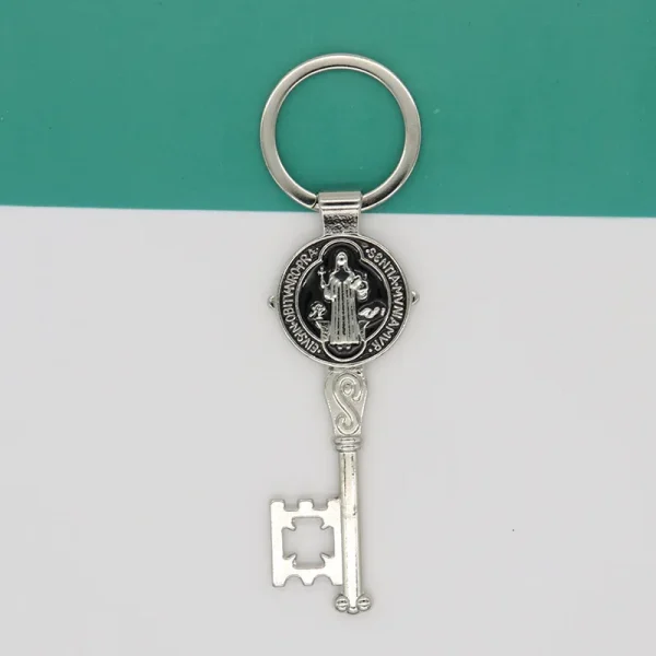Catholic Saint Benedict Medal Keychain Medals Key Religious Key Holder Exorcism Christian Sacramental Medal Jewelry