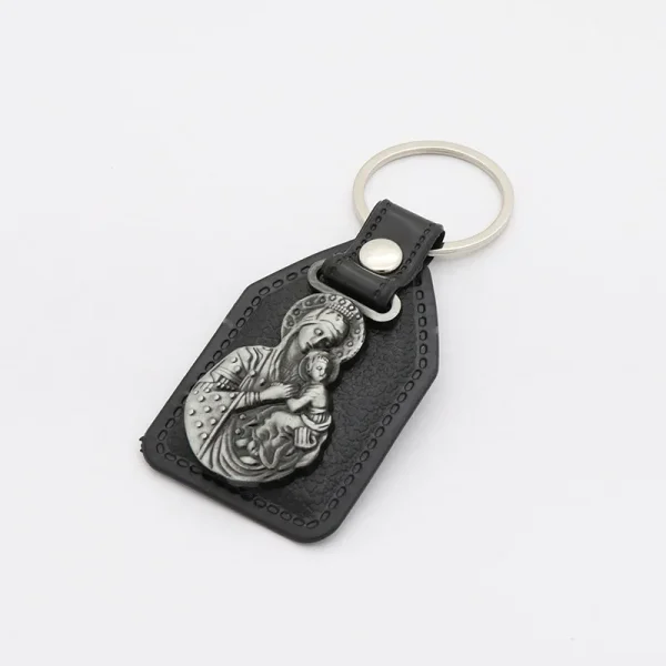 Catholic Religious Keychain Virgin Mary Jesus 3d Keychains Vintage Alloy PU Leather Combination Saint Christopher Christ