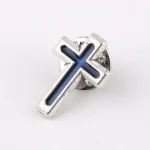 Classic Cross-Shaped Shirt Brooches Blue Red Enamel Pins for Handbag Backpack Badge-for Wholesale Main Material Alloy Jewelry - Image 2